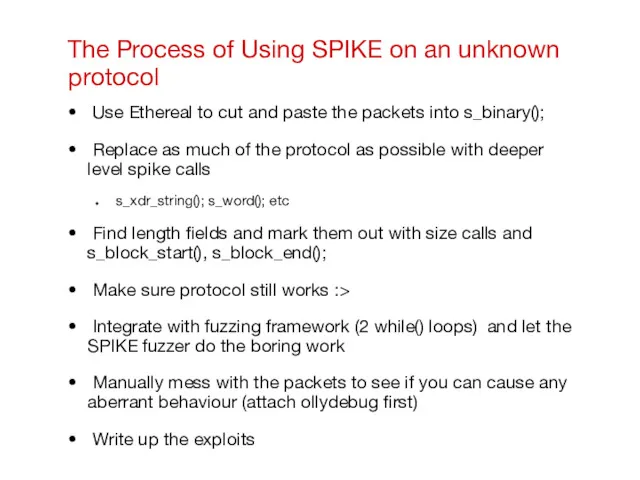 The Process of Using SPIKE on an unknown protocol Use