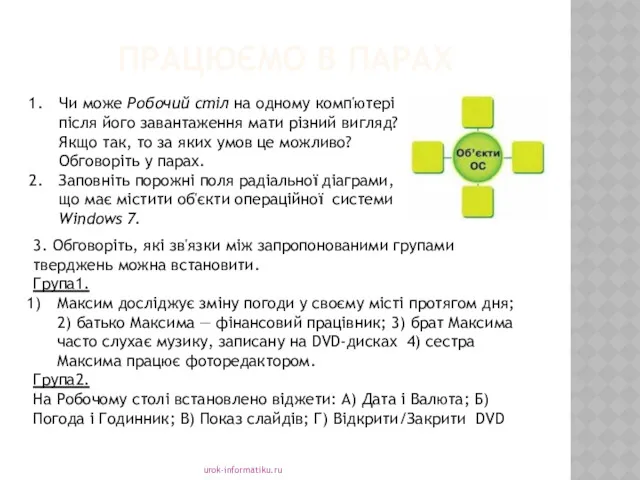 ПРАЦЮЄМО В ПАРАХ urok-informatiku.ru Чи може Робочий стіл на одному