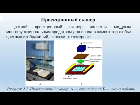 Проекционный сканер Цветной проекционный сканер является мощным многофункциональным средством для