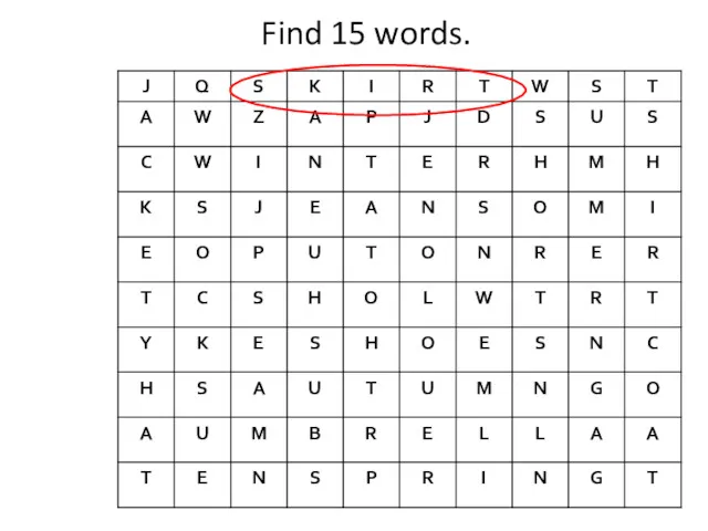 Find 15 words.