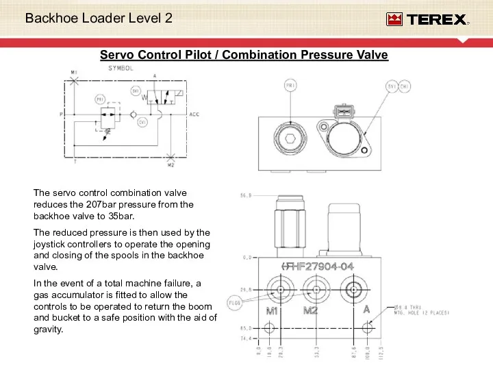 Servo Control Pilot / Combination Pressure Valve The servo control combination valve reduces