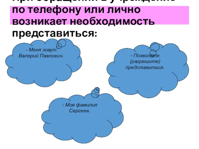 При обращении в учреждение по телефону или лично возникает необходимость