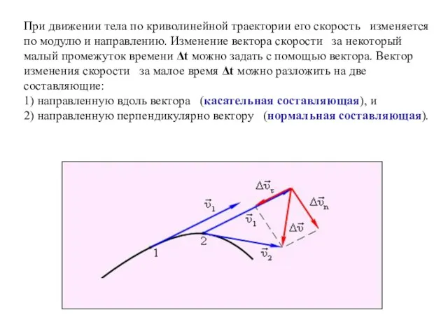 При движении тела по криволинейной траектории его скорость изменяется по