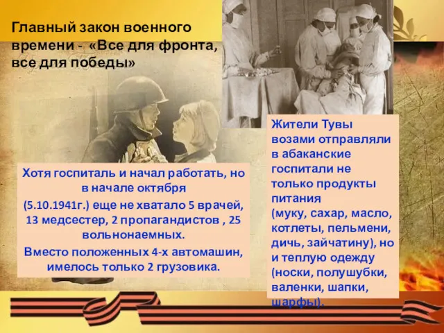 Хотя госпиталь и начал работать, но в начале октября (5.10.1941г.) еще не хватало