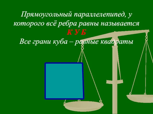 Прямоугольный параллелепипед, у которого всё ребра равны называется К У