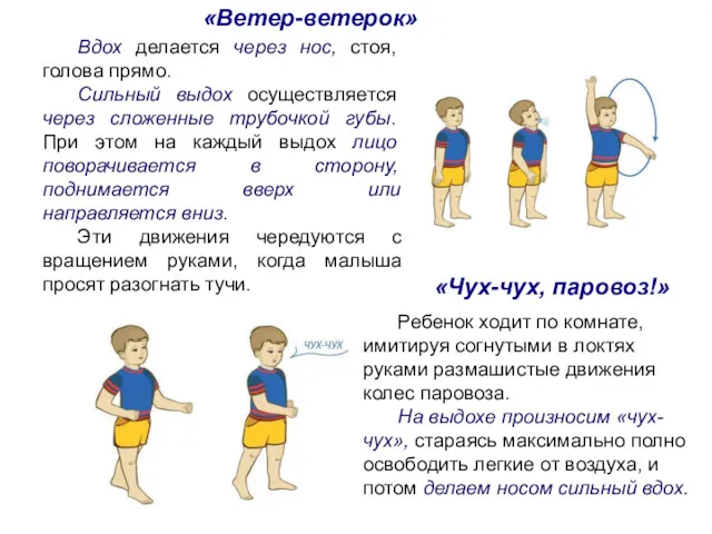 Вдох делается через нос, стоя, голова прямо. Сильный выдох осуществляется