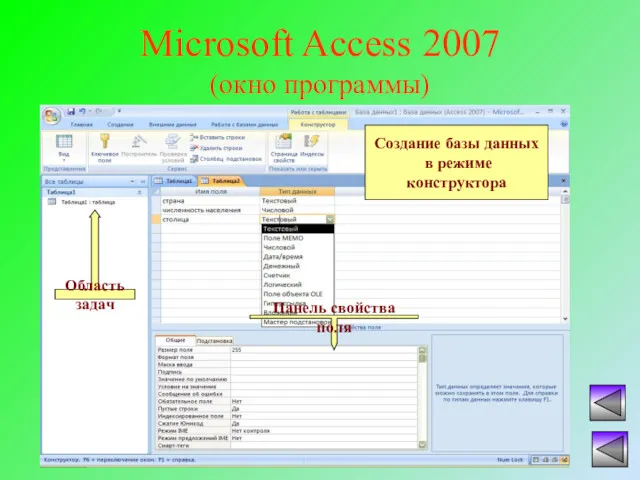 Microsoft Access 2007 (окно программы)