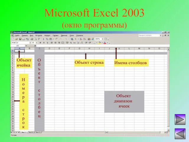 Microsoft Excel 2003 (окно программы)