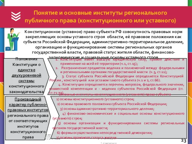 Понятие и основные институты регионального публичного права (конституционного или уставного)