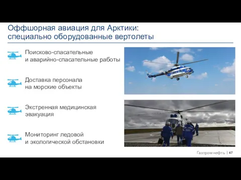 Оффшорная авиация для Арктики: специально оборудованные вертолеты Поисково-спасательные и аварийно-спасательные