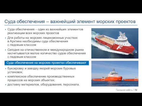 Суда обеспечения на морских проектах обеспечивают буксировку и заводку якорей