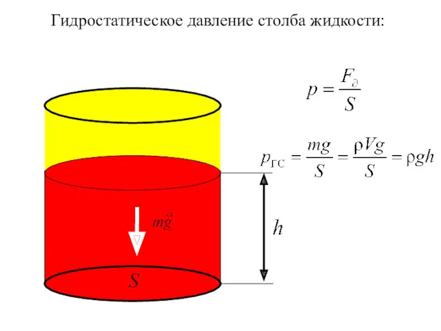 Гидростатическое давление столба жидкости: