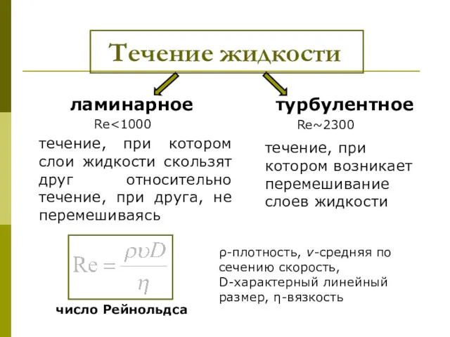 Течение жидкости ламинарное турбулентное течение, при котором слои жидкости скользят