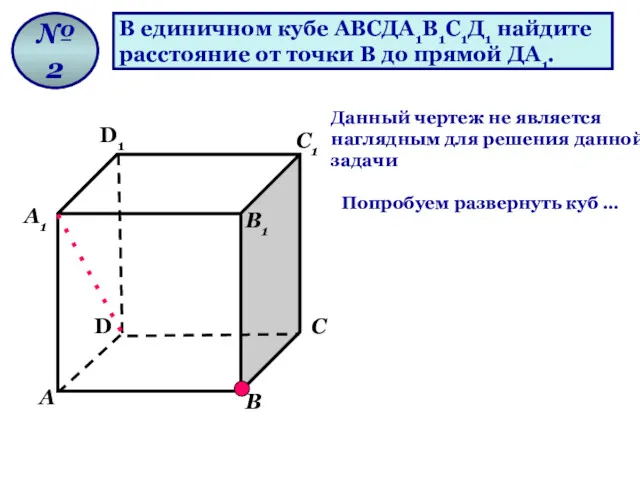 В единичном кубе АВСДА1В1С1Д1 найдите расстояние от точки В до прямой ДА1. №