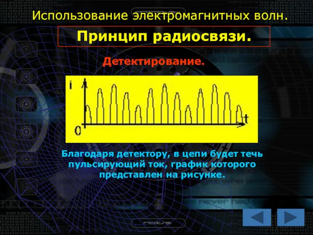 Использование электромагнитных волн. Принцип радиосвязи. Детектирование. Благодаря детектору, в цепи