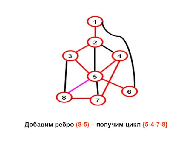 Добавим ребро (8-5) – получим цикл {5-4-7-8}