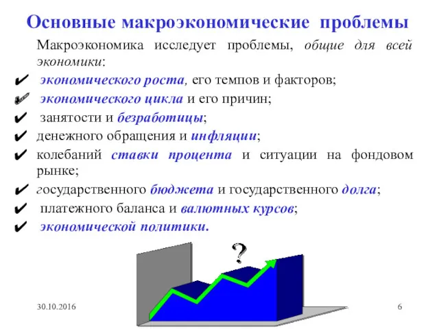 Основные макроэкономические проблемы Макроэкономика исследует проблемы, общие для всей экономики: