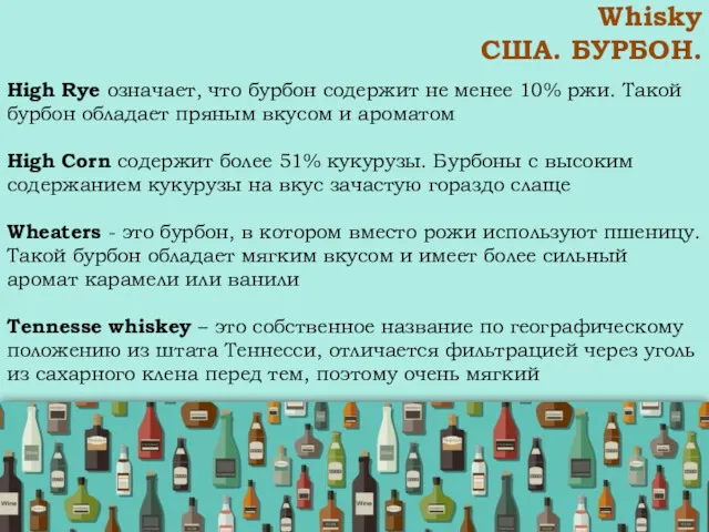 Whisky США. БУРБОН. High Rye означает, что бурбон содержит не