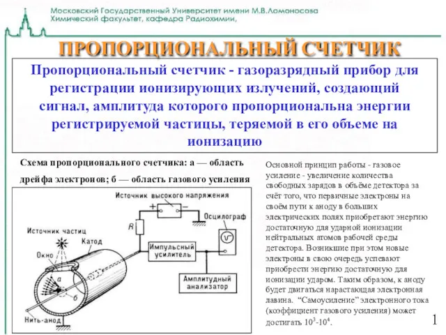 1 ПРОПОРЦИОНАЛЬНЫЙ СЧЕТЧИК Пропорциональный счетчик - газоразрядный прибор для регистрации