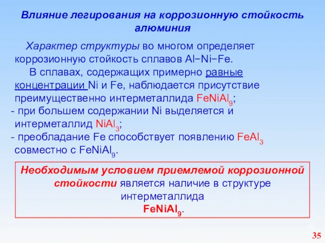 Влияние легирования на коррозионную стойкость алюминия Характер структуры во многом