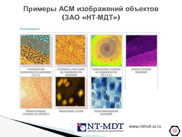 Примеры АСМ изображений объектов (ЗАО «НТ-МДТ») www.ntmdt-si.ru