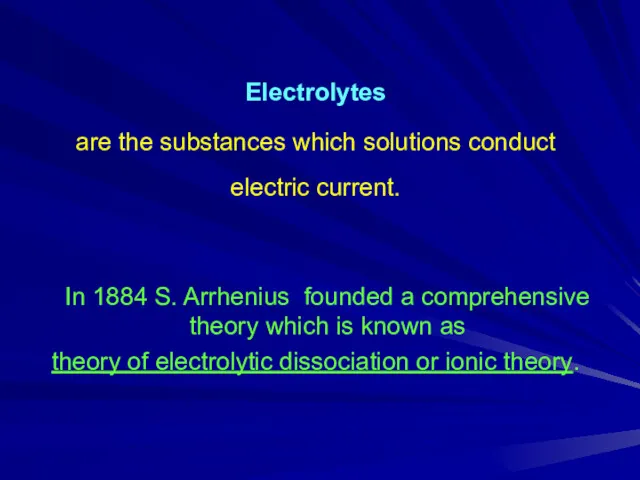 Electrolytes are the substances which solutions conduct electric current. In