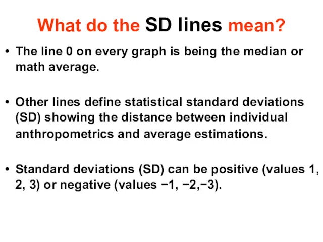 What do the SD lines mean? The line 0 on every graph is
