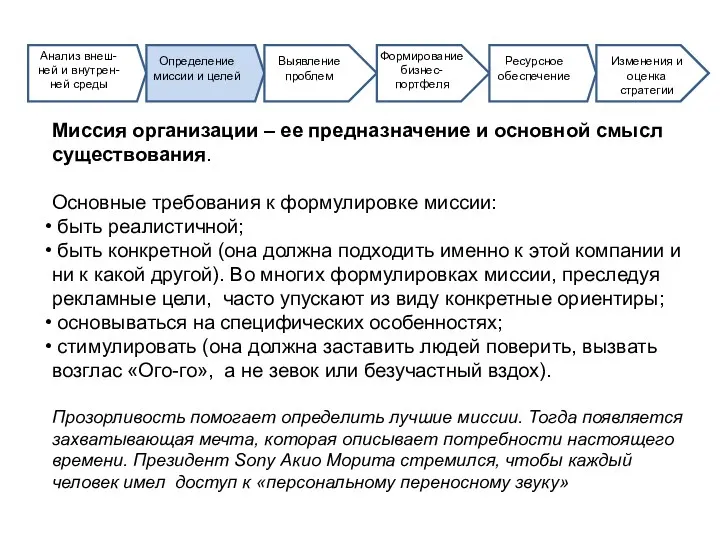 Миссия организации – ее предназначение и основной смысл существования. Основные