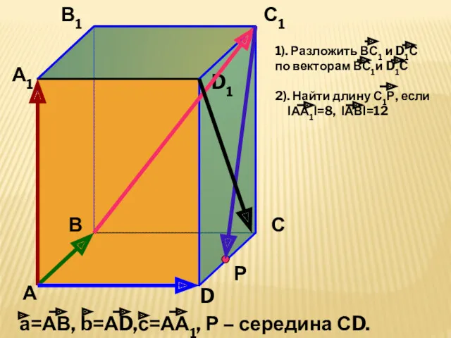 А В С D А1 В1 С1 D1 а=АВ, b=АD,с=АА1,