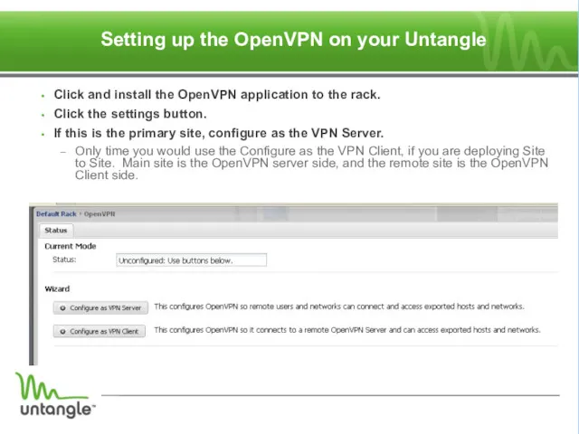 ‏ Setting up the OpenVPN on your Untangle Click and