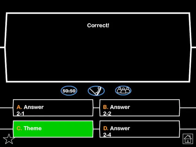 A. Answer 2-1 Correct! B. Answer 2-2 C. Theme D. Answer 2-4