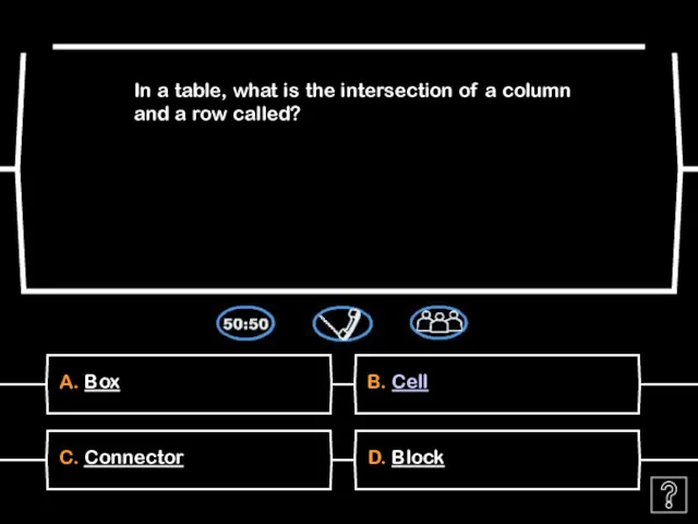 A. Box In a table, what is the intersection of