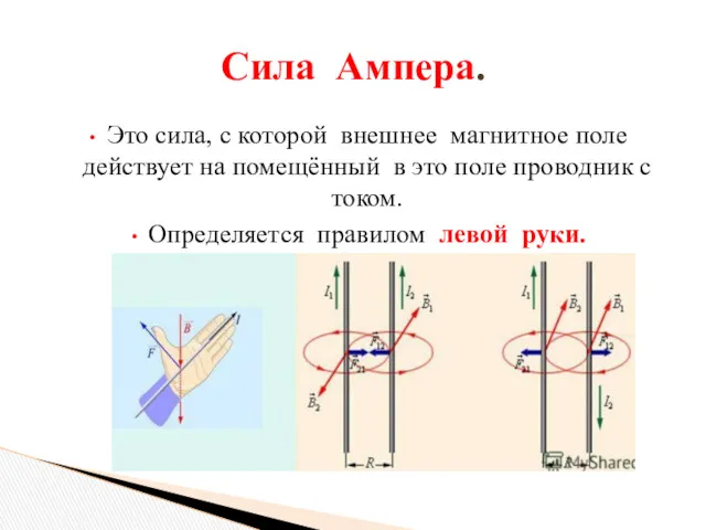 Это сила, с которой внешнее магнитное поле действует на помещённый