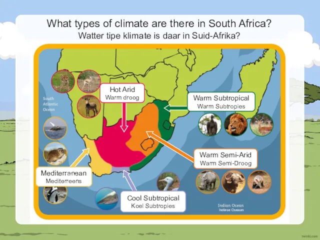What types of climate are there in South Africa? Watter