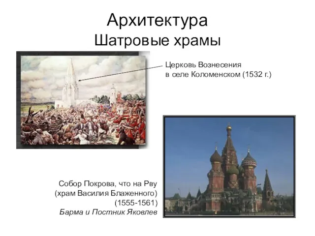 Архитектура Шатровые храмы Церковь Вознесения в селе Коломенском (1532 г.)