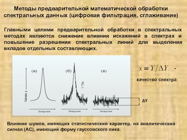 Влияние шумов, имеющих статистический характер, на аналитический сигнал (АС), имеющий