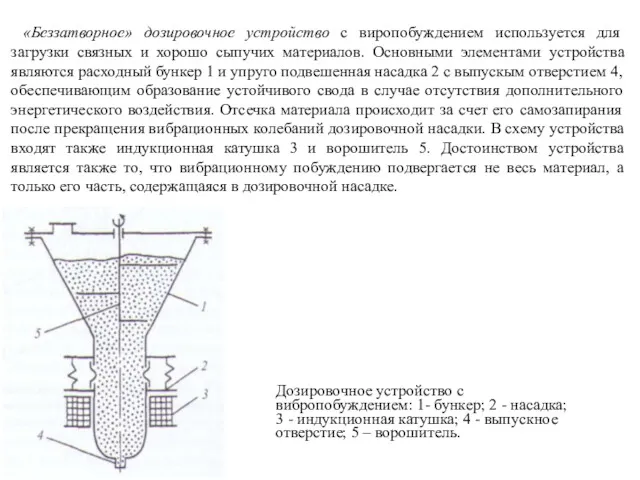 «Беззатворное» дозировочное устройство с виропобуждением используется для загрузки связных и