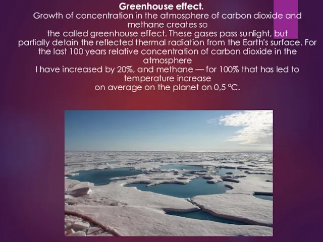 Greenhouse effect. Growth of concentration in the atmosphere of carbon