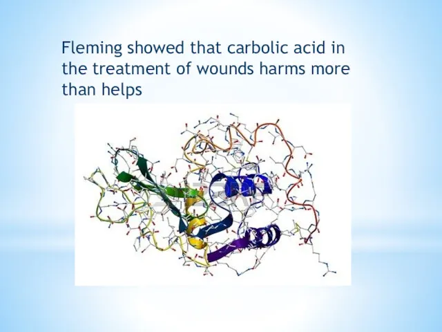 Fleming showed that carbolic acid in the treatment of wounds harms more than helps