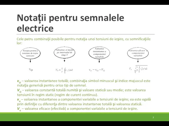 Notații pentru semnalele electrice Cele patru combinaţii posibile pentru notaţia