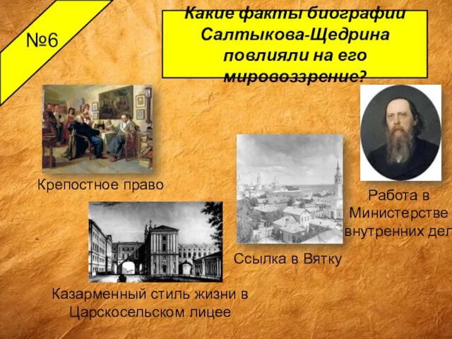 №6 Какие факты биографии Салтыкова-Щедрина повлияли на его мировоззрение? Крепостное