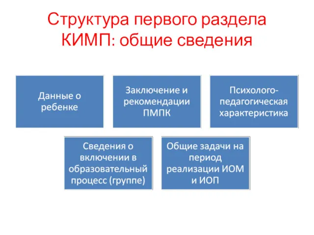 Структура первого раздела КИМП: общие сведения