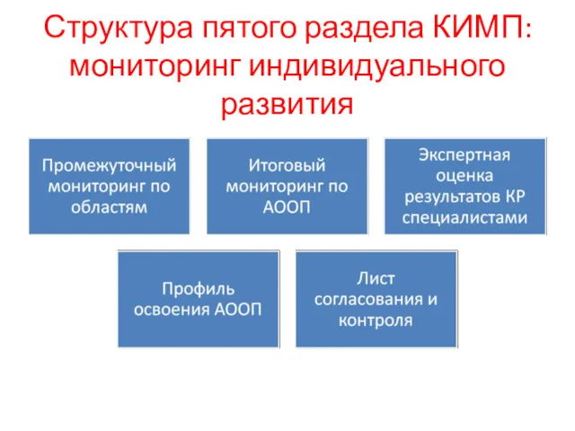Структура пятого раздела КИМП: мониторинг индивидуального развития