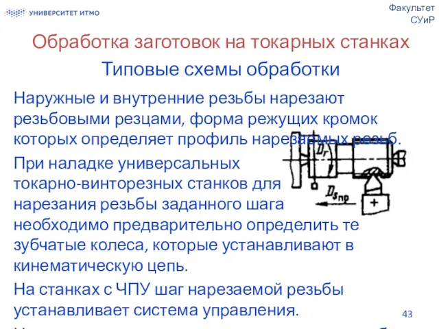 Обработка заготовок на токарных станках Типовые схемы обработки Факультет СУиР