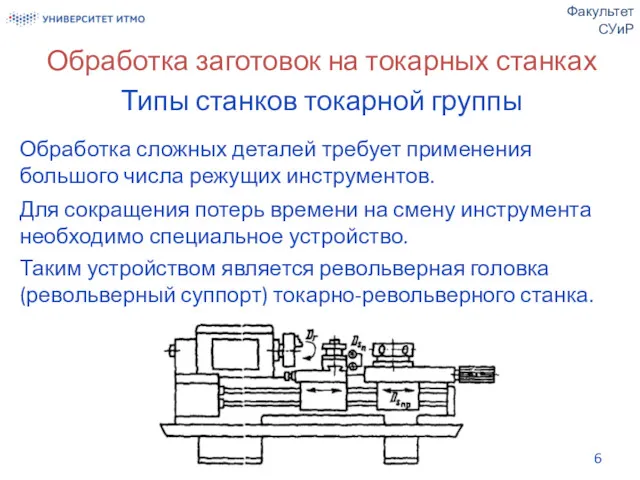 Обработка заготовок на токарных станках Типы станков токарной группы Факультет