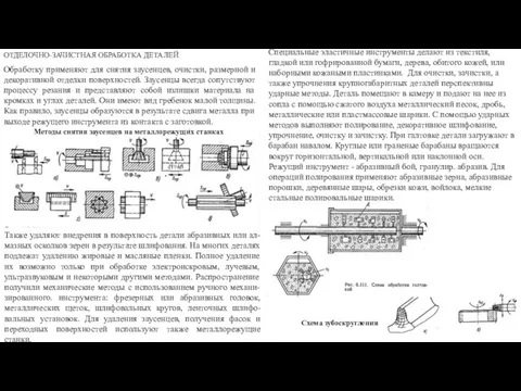 ОТДЕЛОЧНО-ЗАЧИСТНАЯ ОБРАБОТКА ДЕТАЛЕЙ Обработку применяют для снятия заусенцев, очистки, размерной