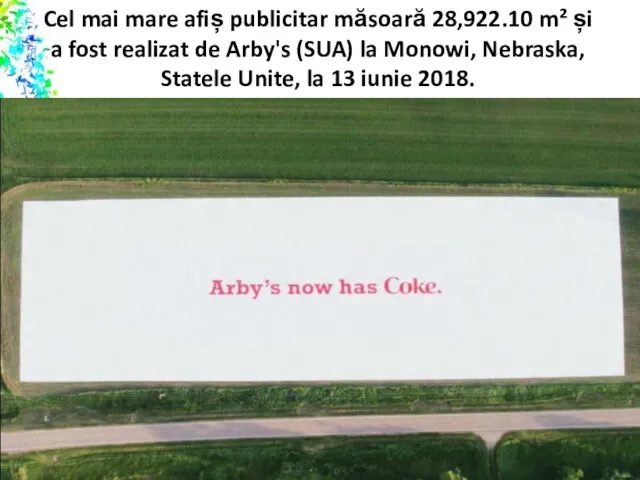 Cel mai mare afiș publicitar măsoară 28,922.10 m² și a