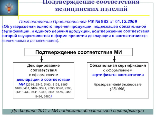 Подтверждение соответствия медицинских изделий Постановлении Правительства РФ № 982 от