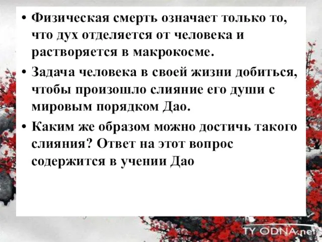 Физическая смерть означает только то, что дух отделяется от человека