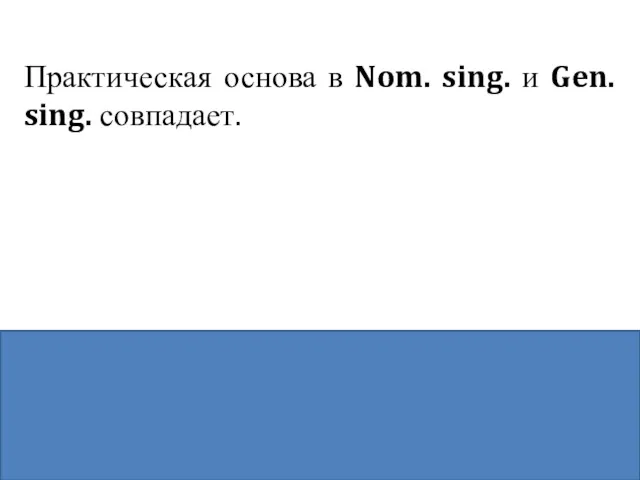 Практическая основа в Nom. sing. и Gen. sing. совпадает.